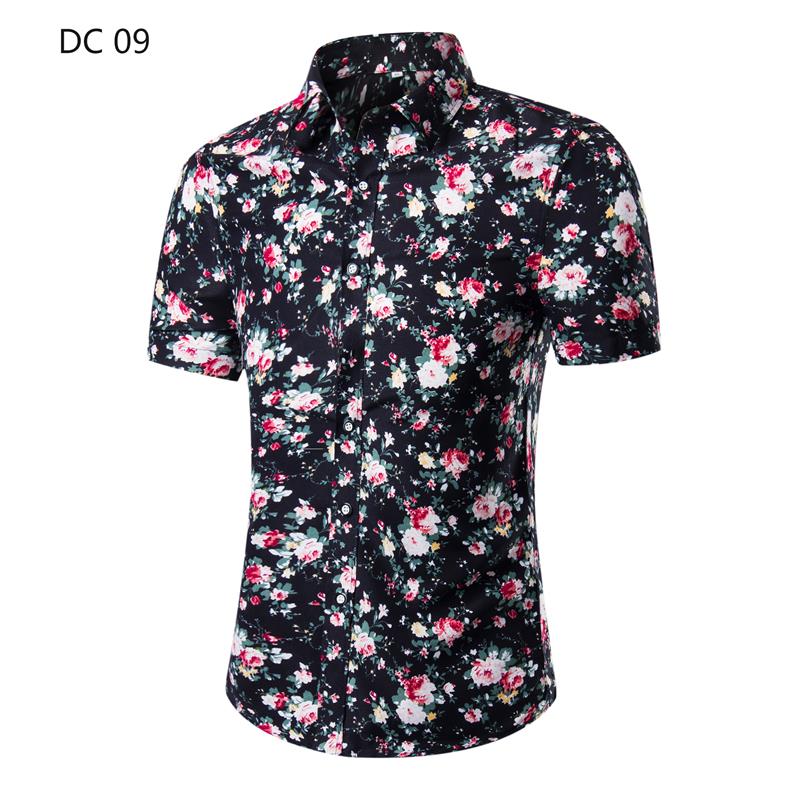1508-DC09-P20大码短袖衬衫备货十万男夏季新款衬衣印花男装旅游图片