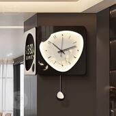 石来运转拐角挂钟万年历电子钟轻奢高级双面转角时钟客厅简约钟表