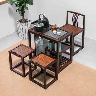 泡茶边子动茶桌新中家用移烧式 572茶 水壶一体茶台柜方华茶车立式