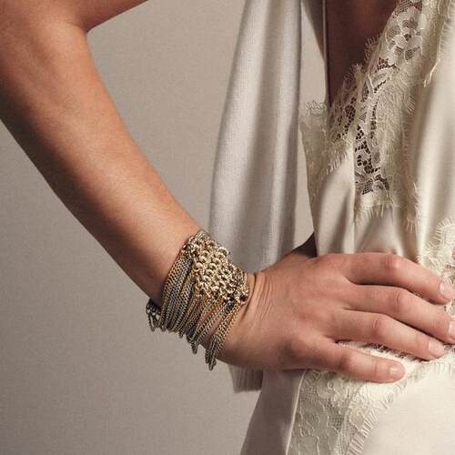 Multi layer tassel alloy woven necklace bracelet set