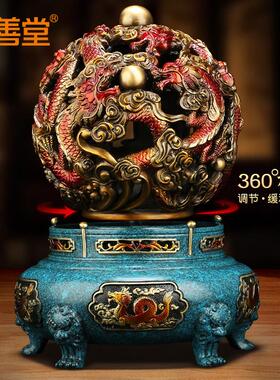 九转干 干坤炉全铜龙纹鼎摆件聚宝盆新中式办公室家居客厅玄关装