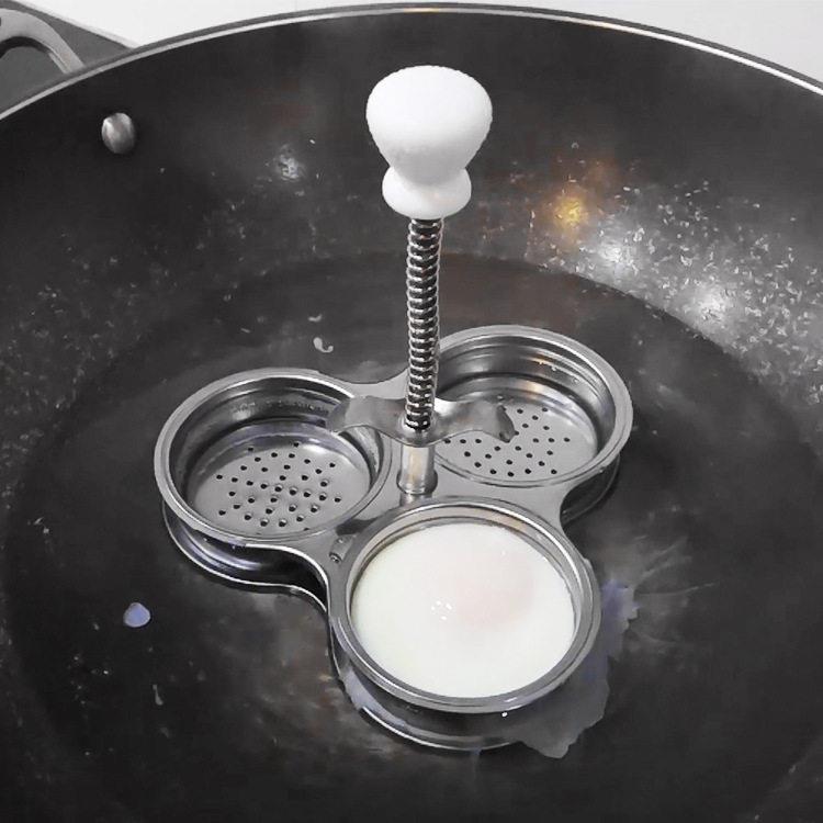40不锈钢三格早餐煮蛋器蒸蛋器弹簧手柄鸡蛋创意厨房小工具