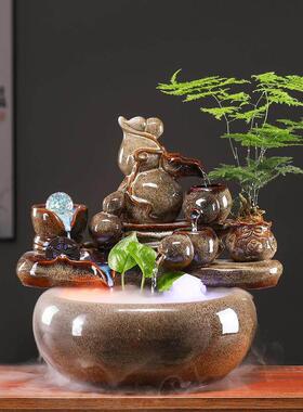 K招财风水轮流水生财摆件循环水客厅办公桌面装饰创意葫芦开业送