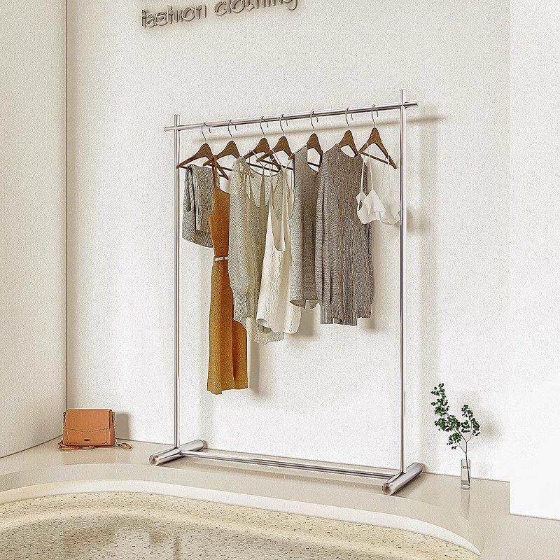 服装店展示架落地式不锈钢银色简约陈列架女装中岛货架童装挂衣架