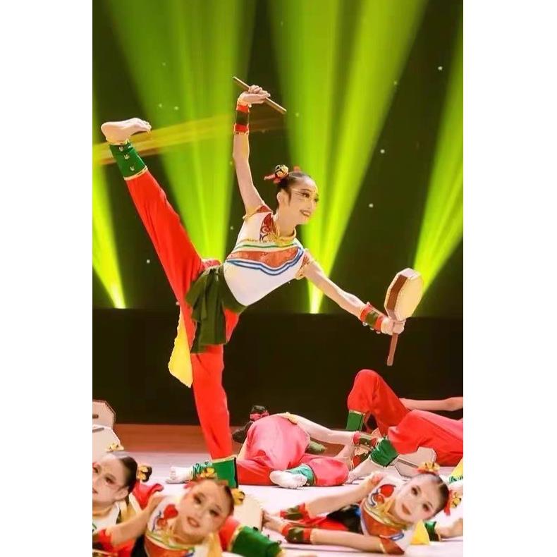 高档新款儿童咤鼓舞蹈服会运动开幕式演哪出服腰鼓打鼓开表场舞演