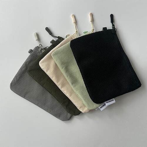Recycled Polyester Fiber Grid Storage Bag with Double Layer