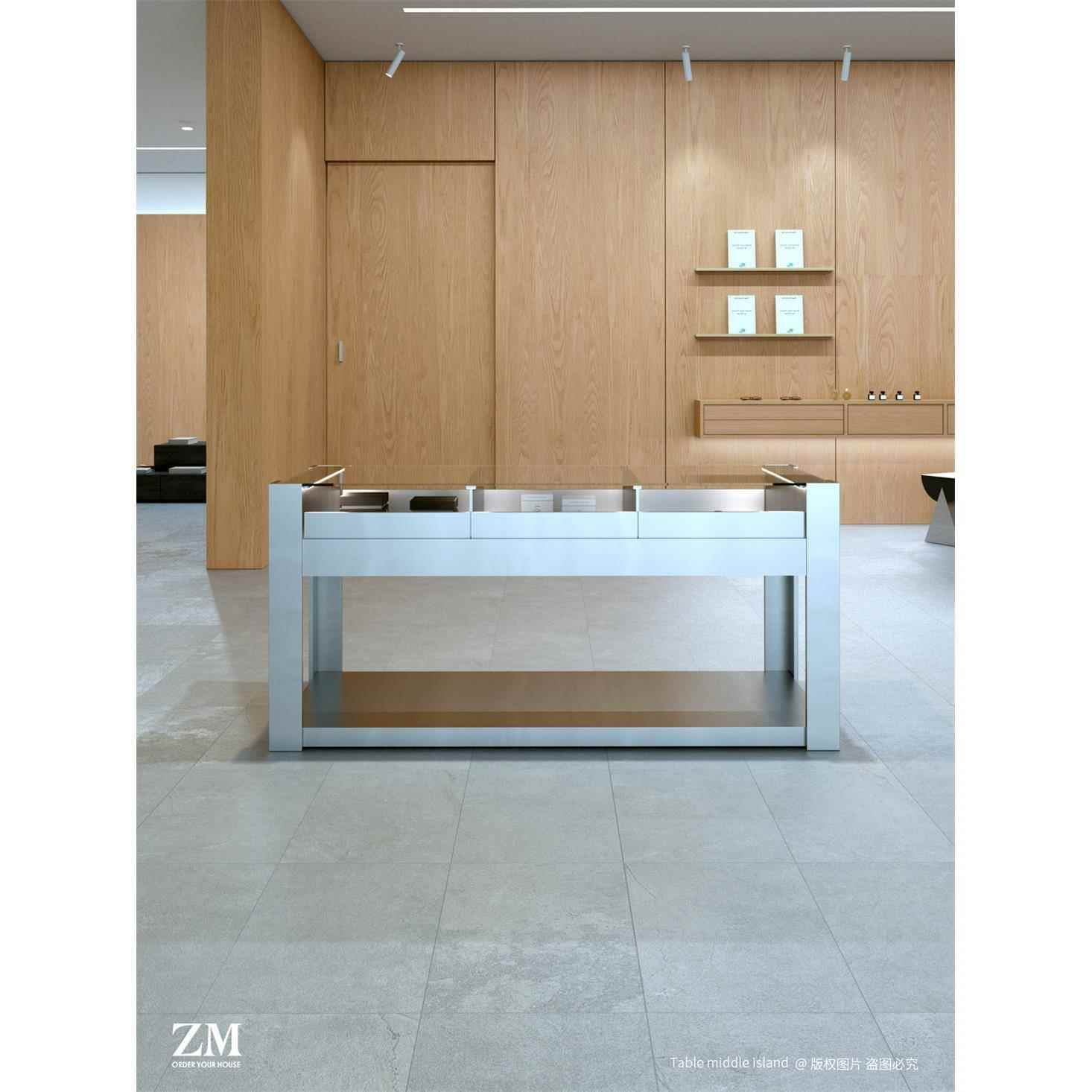 不锈现钢中岛台玻璃展示柜代约简眼镜店流水SCZ台抽屉首饰陈列定