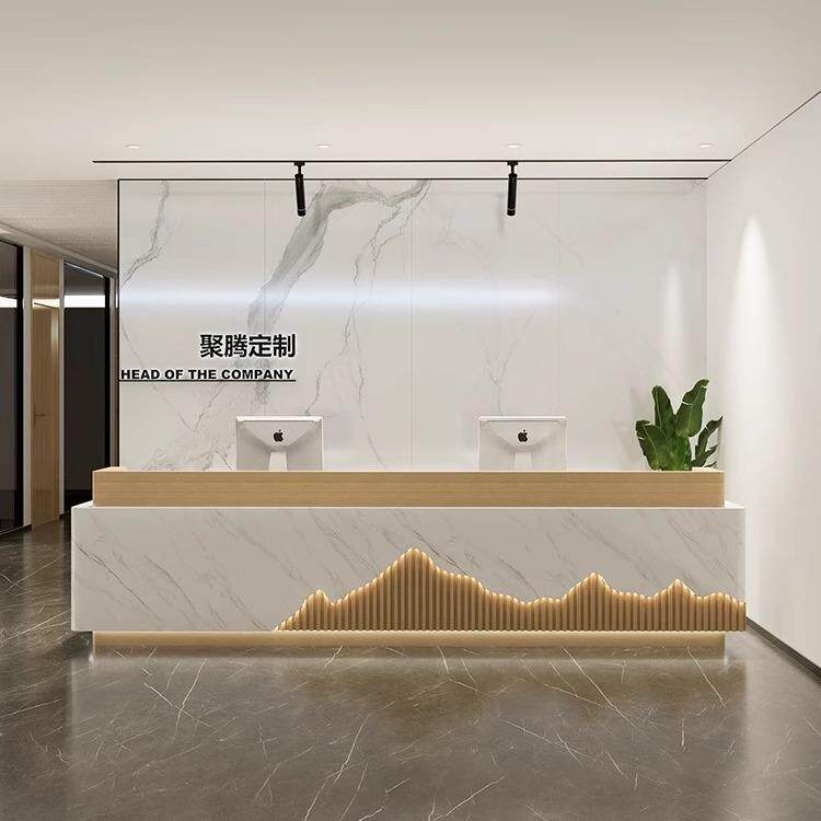 公司前台桌接待台收银台简约现代办公前台烤漆酒店大厅吧台