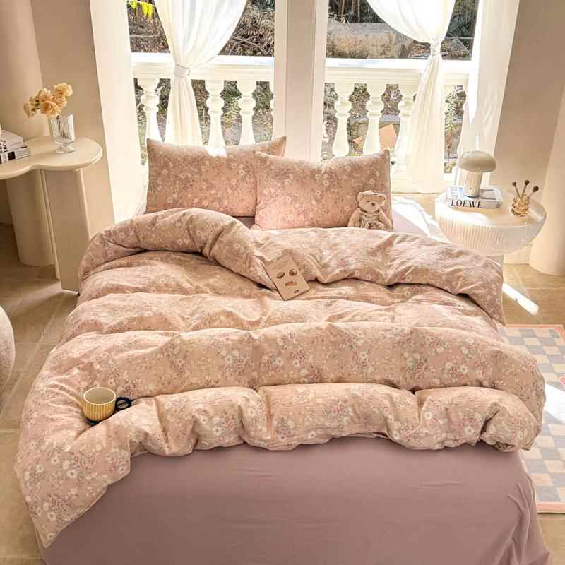 202YFB加5新款云层感双纱床上用品件套超柔裸睡级床单四被套三件