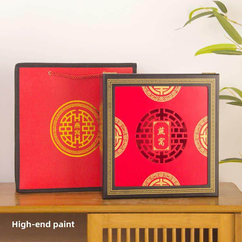 高档烤漆燕窝包装盒雕刻镂空燕窝礼盒空盒装燕窝盒子礼品盒木盒