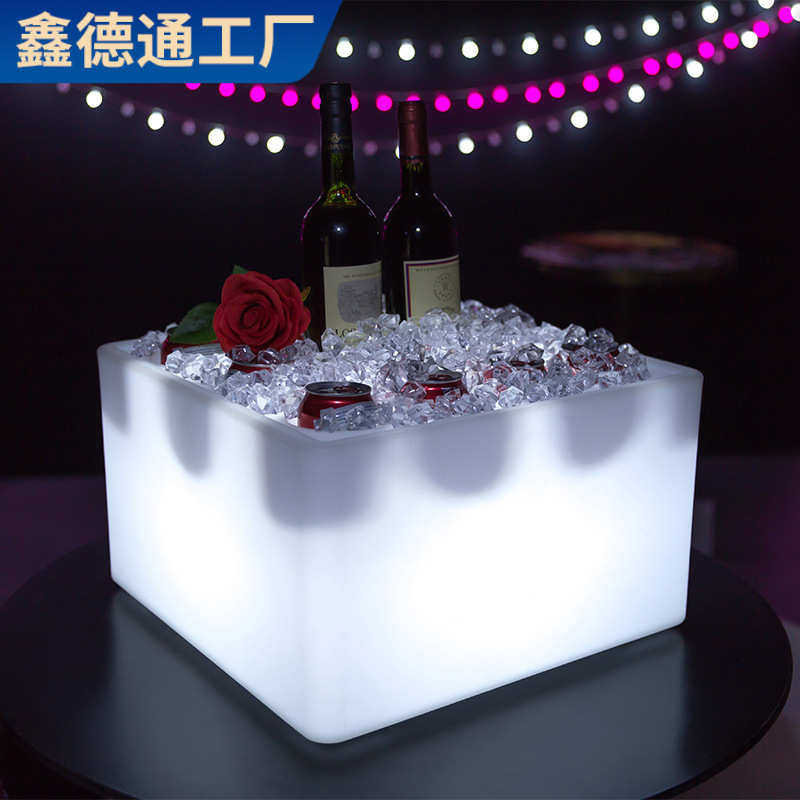 ktv冰桶多孔方形托盘食品级塑料酒桶酒吧用品大全洋酒发光底座