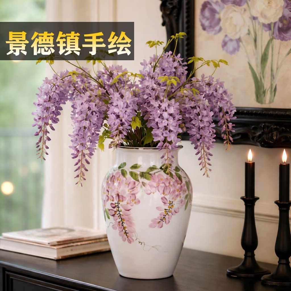 景德镇手绘陶瓷花瓶摆件客厅插花高级感轻奢2026新款鲜花花瓶陶罐