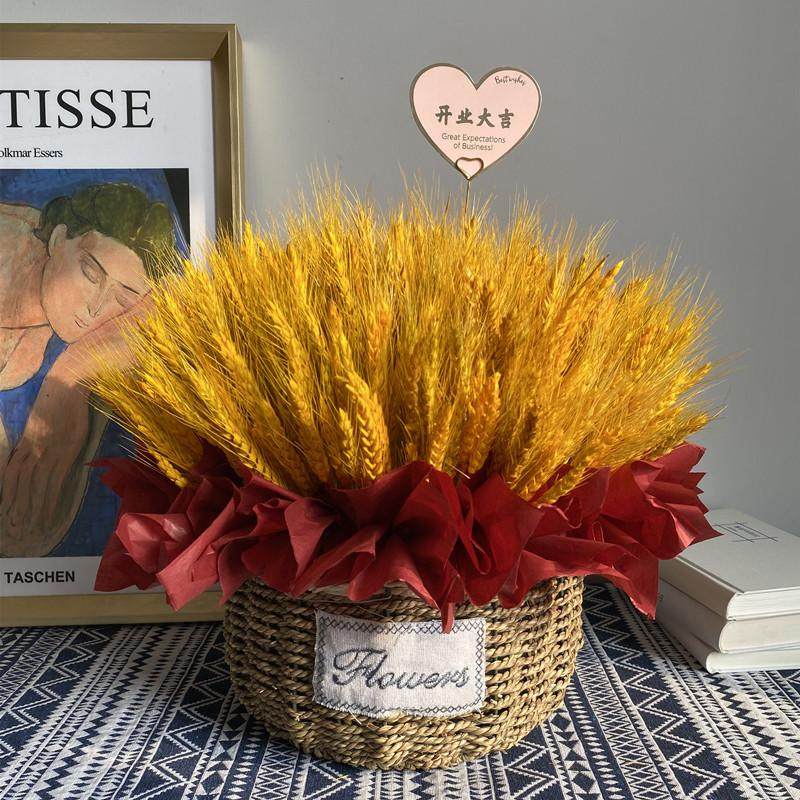天然金色麦穗干花花束开业大麦客厅田园装饰摆件插花花蓝草编花盆,家居饰品,餐桌花艺,淘宝优惠券,粉丝福利购,淘宝优惠卷