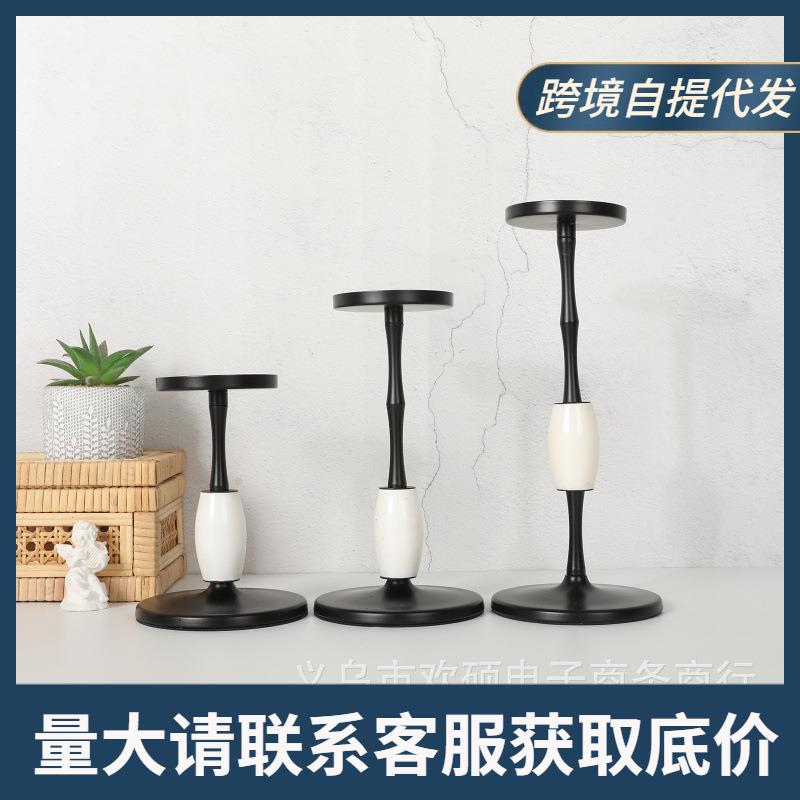 摆件婚庆道具欧式简约烛台家居烛台铁艺酒店蜡烛杯跨境装饰品黑色