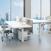 2025新款 办公室电动升降桌2人4人面对面工位创意实木办公桌电脑桌