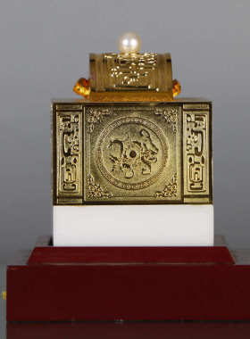 摆件玄关印章白玉玉玺办公室家居天然玉石酒柜