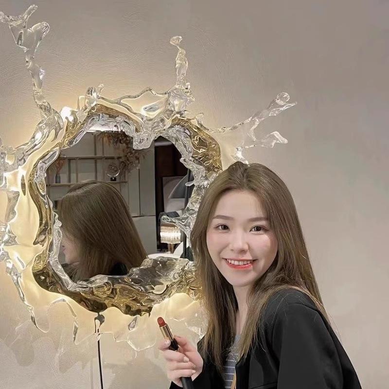 别墅水花瑞水艺术玄关装饰梳妆镜网红之镜氛围灯酒店子灯客厅壁灯