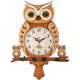 时尚 创意家用木钟挂钟卧室钟客厅时钟卡通猫头鹰钟表石英墙壁挂钟