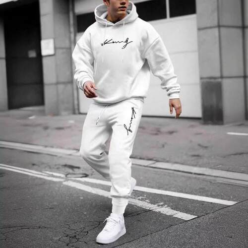 Men's Casual Loose Hooded Sweatshirt Outfit Set