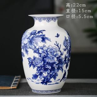 高档景镇陶瓷器青瓶花玲珑骨瓷薄胎现小花插花代德中式客厅装饰品