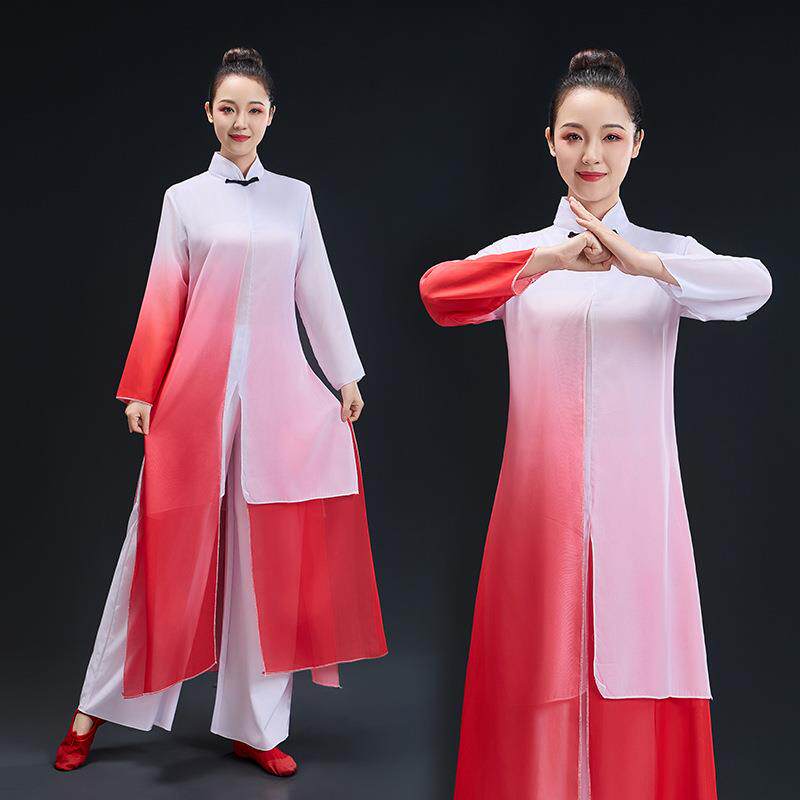 2026新款男女古典演出服飘逸中风太极舞蹈服水墨舞剑少年强扇子垒