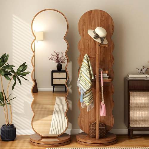 旋转穿衣镜全身落地镜家用卧室挂衣帽架镜子一体试衣镜立式可移动