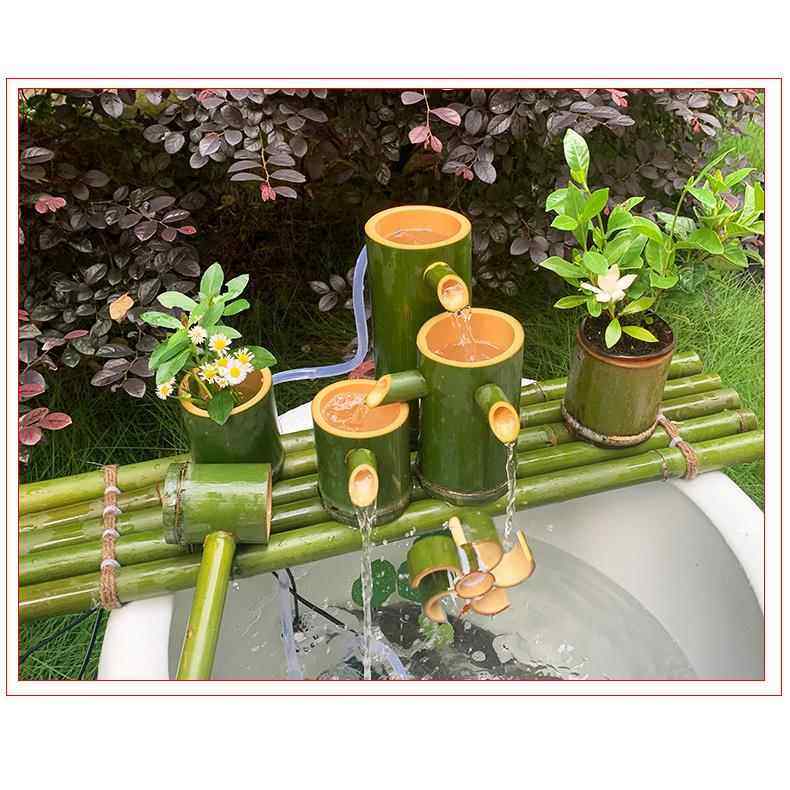 竹RPQ景子流水器风水鱼陶轮造摆件盆瓷养缸用水池加湿