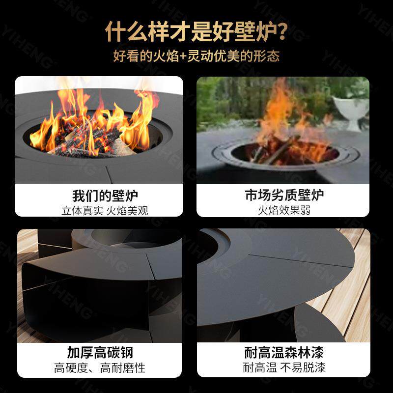 直销欧式烧烤桌户外庭院燃木火炉别墅民宿真火木柴壁炉取暖篝火炉