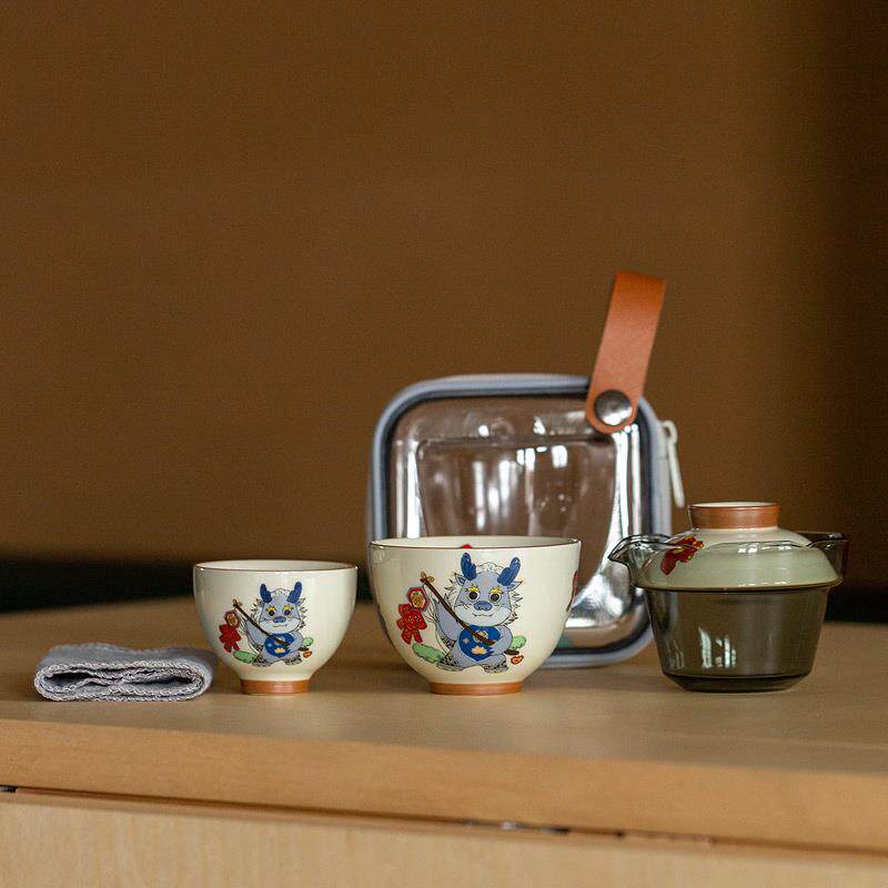 便捷式旅行茶具户外露营随身陶瓷泡茶器快客一壶两杯套装