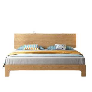 白蜡木全实木床主卧现代简约床1.2米1.35米1.5米1.8米北欧风实木