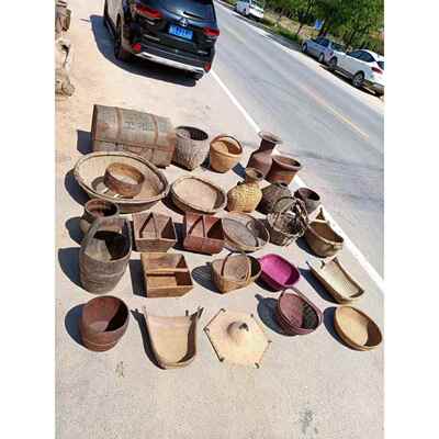 民间旧物竹篮木篮木篮木水桶帽簸箕怀旧覆古传统手工艺品装饰品