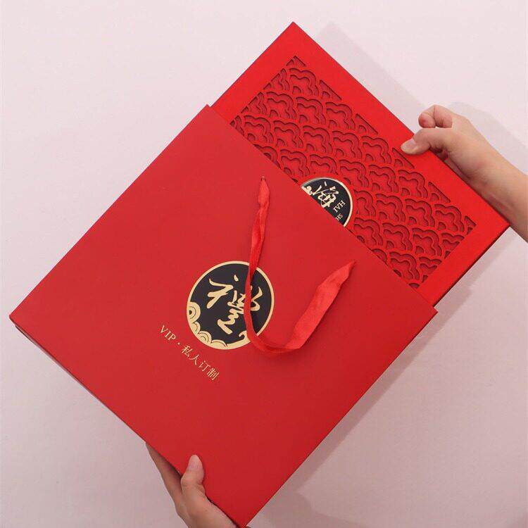 新款红色橙色海参包装盒一斤装半斤500克干海参空礼盒刺参木盒子