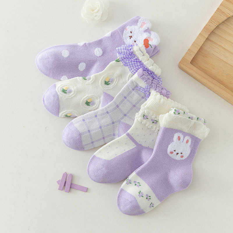 caramella男女童袜子春秋款棉可爱卡通宝宝袜子中筒儿童袜地板袜