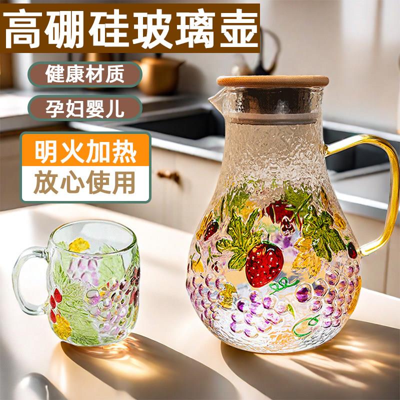 玻璃冷水壶家用耐高温高硼硅大容量凉水杯套装果汁客厅茶具泡茶壶
