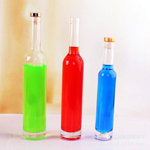 厂家375ml果酒瓶透明蒙砂冰酒瓶500ml一斤装玻璃空瓶酒瓶