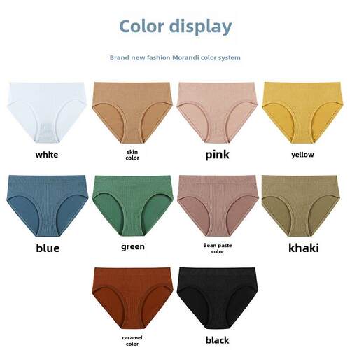 Women Panties Underwear Solid Color Briefs Female Underpants