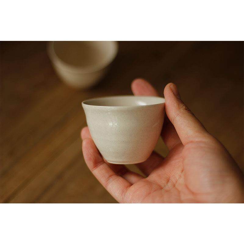 隐山堂 米浆白手纹杯 品茗杯 主人杯草木灰陶瓷