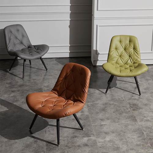 厂家现代简约单人沙发椅靠背休闲椅卧室看书小沙发铁艺皮革椅