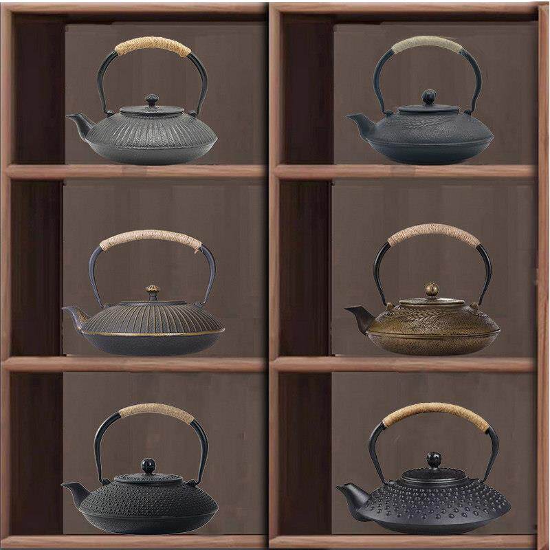 新中式高档家居装饰品摆件茶室展示柜软装覆古工艺品铁艺茶壶茶具