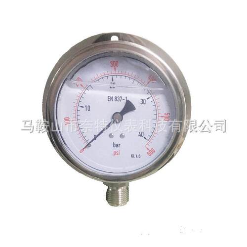 耐震压力表 铜电镀接头100mm有后法兰 4分牙直螺纹厂家