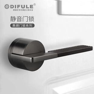 磁力锁室内卧室房门锁北欧静音门锁现代简约实木门带皮把手分体锁