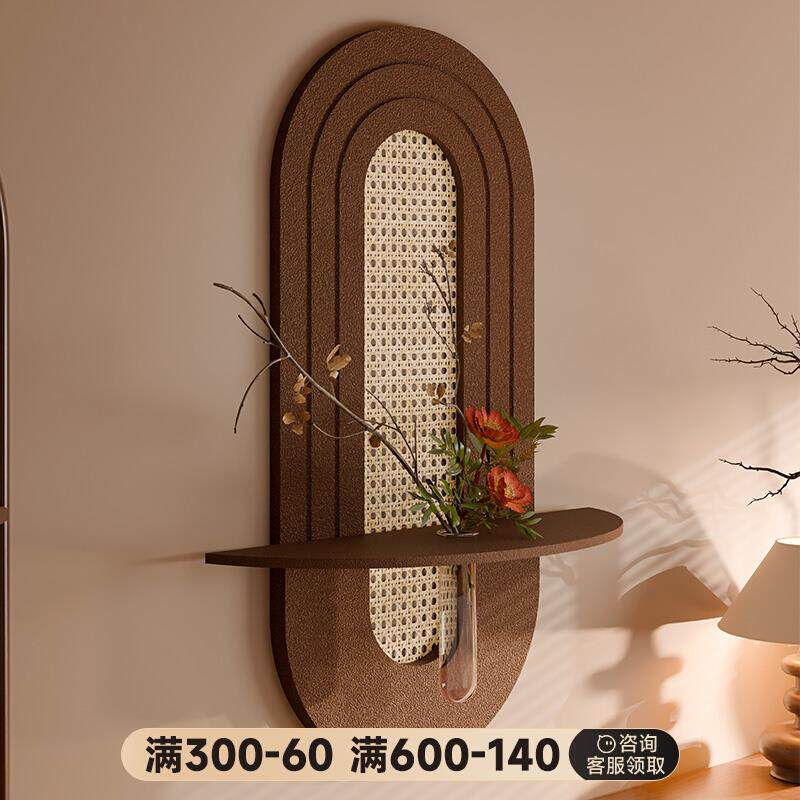 立体砂岩竹编花瓶装饰画玄关挂画过道走廊高级感客厅餐厅2024新款