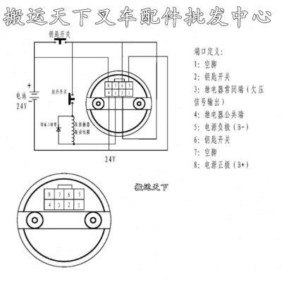 电动叉车配件24V电瓶蓄电池电量计时803西林808诺力液压叉车圆形