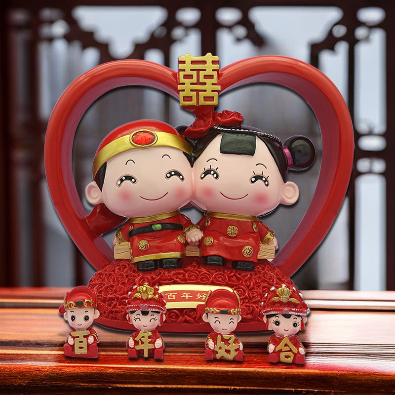 送结婚新人礼物闺蜜哥哥朋友婚礼摆件高档实用摆台装饰品公仔一对