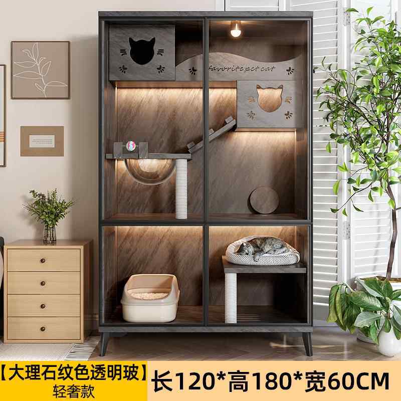 正品实猫木猫笼子家用室内超大自由空猫舍屋猫猫柜咪房子猫窝猫间