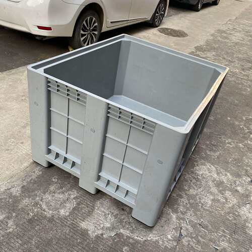 佛山塑料冷库用卡板箱 加厚1210封闭网格式叉车箱 塑胶托盘围板箱