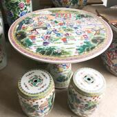景德镇陶瓷桌子凳子套装 重工手绘粉彩百子图户外庭院阳台花园桌椅