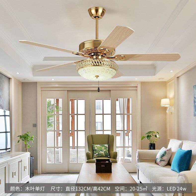 吊扇灯大风力风扇灯客厅现代餐厅欧式复古52寸家用一体电风扇吊灯
