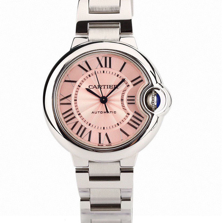 [9.8新]卡地亚蓝气球粉面33mm自动机械女表W6920100