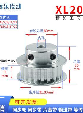 XL20齿皮带轮凸台同步带轮同步轮带键槽 齿外径31.83齿宽11精加工